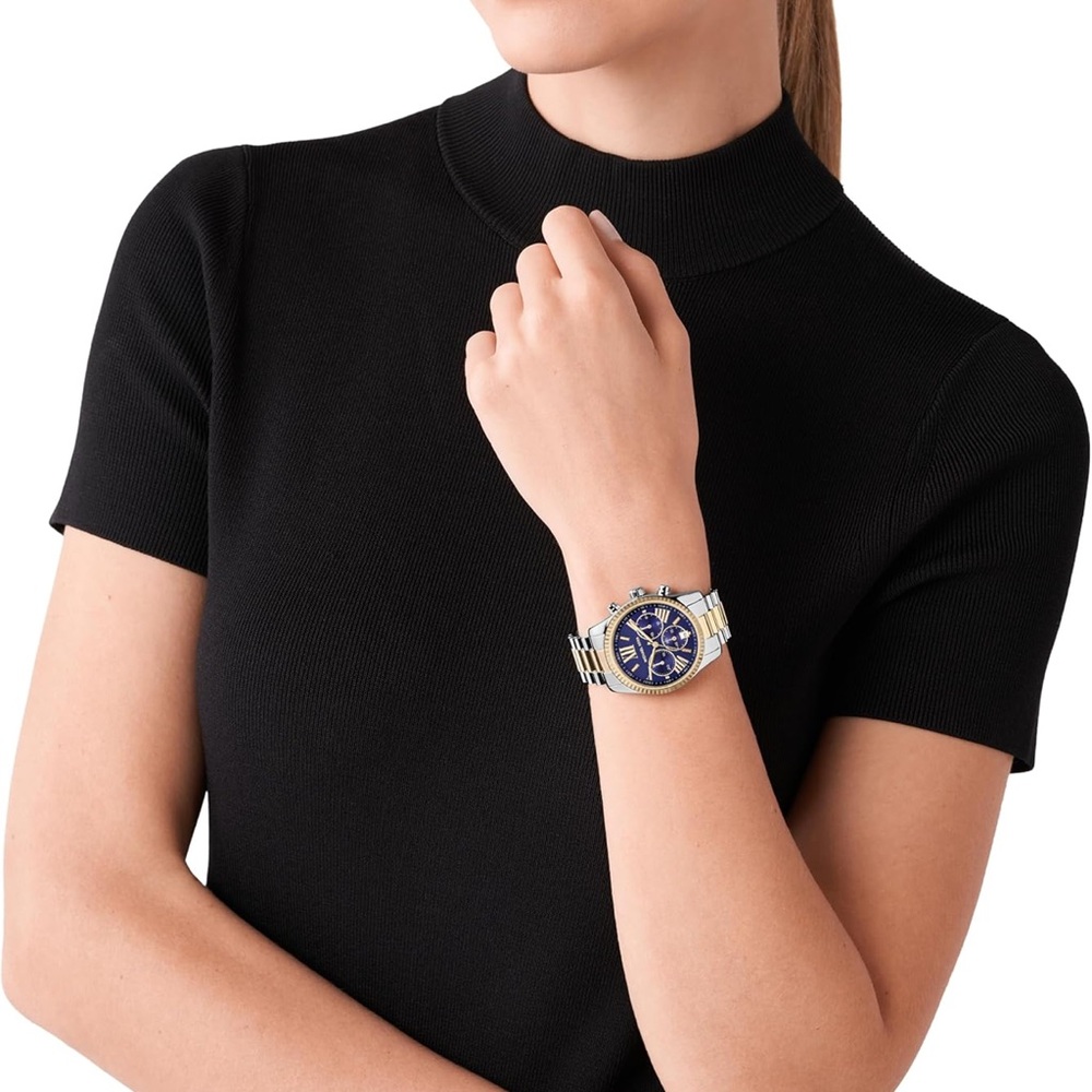 Michael Kors Navy and Silver Gold Chronograph Watch